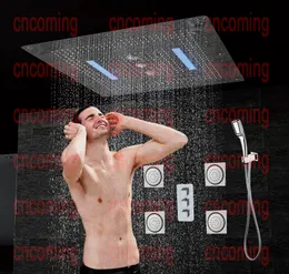 Bathroom Concealed Shower Set with Massage Jets & LED Ceiling Shower Head Panel Thermostatic Bath Shower Tap Rain Waterfall AF54242577