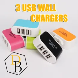 3 Ładowarka USB 3.1a Candy Kolorowe LED Light Adapter Travel Carger Zasilacz Zasilacz z potrójnymi portami USB do telefonu komórkowego