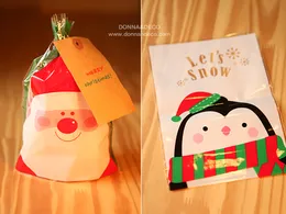 New 200pcs Christmas Santa Claus designs green open top Snack bags/Lovely Biscuits Bread Cookie Gift Bag 14x20cm