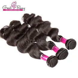 Greatemy Hair Products 100% Brasilianska Hårväft 3st / Lot Remy Human Hair Weft Loose Deep Wave Drop Ship Natural Färg Dysable USA Sälj
