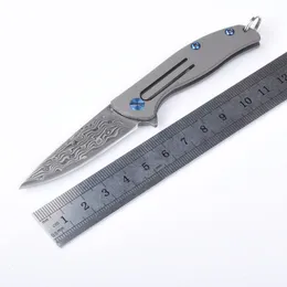 OEM Damaskus Taktisches Klappmesser D2 Klinge Titangriff Outdoor-Ausrüstung Camping Jagd Überleben Taschenmesser Rettung Militär EDC-Werkzeuge