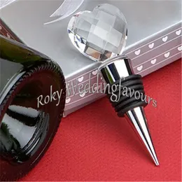 Gratis frakt Partihandel 100st Elegant Crystal Heart Wine Stopper W Silver Box Bärare Favoriter Bomboniere Anniversary Event Party Presenter