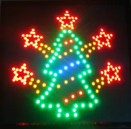 点滅LEDサインクリスマスツリー大サイズ45cm x 45cm無料