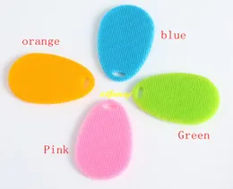 5pcs/lot Free shipping Multifunction Silicone Dish Bowl Cleaning brush Waterdrop Sponge Brush Antibacterial Cleaning Pad