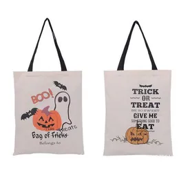 Halloween Gifts Sack Bags Pumpkin Devil Handbags Candy Gift Bags Cartoon Canvas Tote Reuseable Spider Print Shoulder Bag Z17095