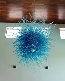 Ljuskrona ljus hängande lampor armaturer blå färg inomhus konst dekorativa moderna hängande ledda glas ljuskronor för hemhus