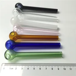 Thick Pyrex Colorful Glass Oil Burner Pipe with 10cm 7 Colors Glass Hand Pipes Oil Burner Bubbler for Smoking