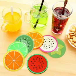 Cute Colorful Silicone fruits Coaster Cup Cushion Holder Drink Placemat Mat Anti Slip Cup Pad Kitchen Home Table Decoration