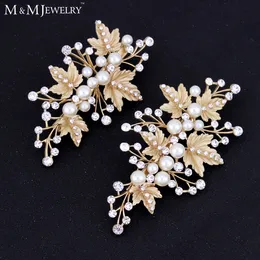 Wholesale-2pcs/set Simulated Pearl Gold Plated Leaves Hairpins Wedding Jewelry Bridal Hair Accessories TS024