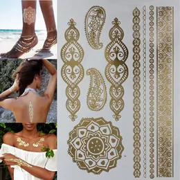 SHULLIN Metallic Temporäre Tattoos 10 Blätter – Gold, Silber, Schwarz, Wasserdicht, über 100 Motive Für Festivals & Partys