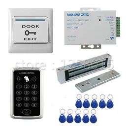 Strong 125KHz RFID Black Controller Access Control Kit for 1 door control+180kg magnetic lock+door switch+power+10 key fob
