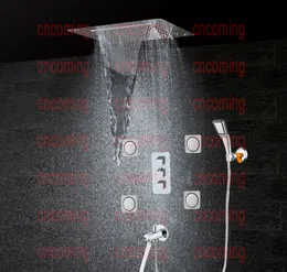 Sistema doccia moderno a parete Rubinetto a pannello Miscelatore termostatico per doccia LED Soffione doccia a soffitto Pioggia Cascata Nebbia Getti massaggianti CS5326