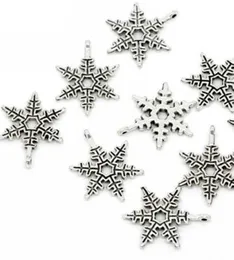 200 sztuk Tybetański Silver Boże Narodzenie Snowflake Charms Wisiorek Do Jewelry Dokonywanie 23x20mm