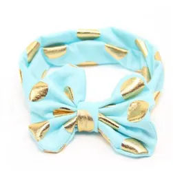 Hotsell Baby Gilrs Gold Polka Dots Bows Hoofdband Kids Waggel Tulband Head Wraps Haarband Accessoires
