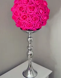 Popularny Artifical Sliver Color Flower Metal Wazon Dekoracje Ślubne Ślub Centerpiece Miejsce