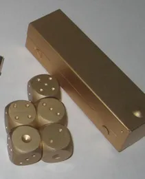Colore oro 5 pezzi * 16 mm Dadi in alluminio puro con scatola rettangolare in lega di alluminio Set di dadi per feste Giochi per bere Dadi regalo Qualità # S70