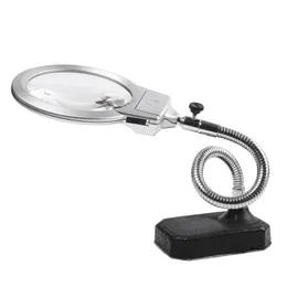 Freeshipping Högkvalitativ 2 LED-ljus 2.25-5X Förstoringsglas Reparation / Läsning Klämskrivbord Förstoringsglasögon med ljus