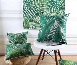 tropical jungle cushion cover rainforest plant fundas summer style capa de almofada green leaf leaves throw pillow case246U