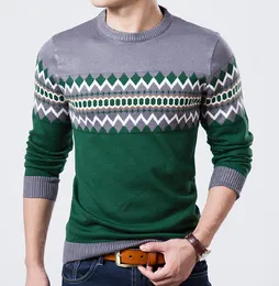 Plaid o-nacke pullover män slim passform tröja män drar homme sudaderas mens tröja 4 storlek 2 färger höst vinter