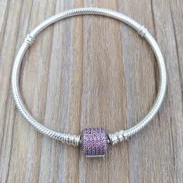 Фирменный браслет застежки причудливый розовый CZ Аутентичный 925 серебряный серебро подходит для ювелирных украшений в стиле Пандоры.