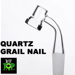 Exklusiv frostat fog 45 grader Grails Quartz Banger Nail med slits 5mm tjock botten 10mm 14mm 19mm kvinnlig led