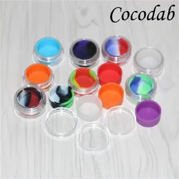 wholesale 5ml clear plastic acrylic wax containers silicone jar dab wax containers silicone dab jar glass oil containers free dhl