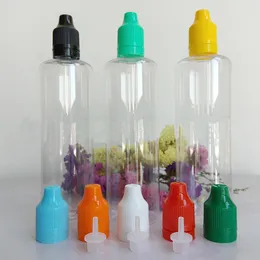 450pcs/Lot Colorful Childproof Tamper Caps 120ml E Liquid Clear Empty Bottles PET Plastic Bottles 120 ml For Oil Ejuice Container