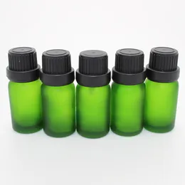 768Pcs/Carton 10ml Green Glass Dropper Bottles Frosted Eliquid Bottles 10CC with Big Head Tamper Lids for Aromatherapy Perfume