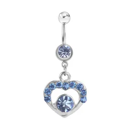 YYJFF D0086 (Mix Colors) Clear Color-1 Color Nice Belly Button Ring Heart Style With Piercing Body Jewlery