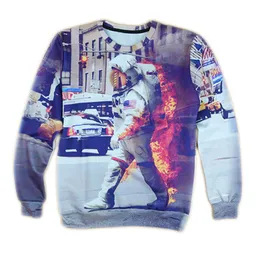Grossist-2016 harajuku stil sweatshirt män/kvinnor 3d huvtröjor tryck karaktär astronaut pullover hoodie herr punk sweatshirt kläder