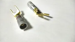 200 Stück vergoldete Schrauben-Spaten-Bananenstecker für 4-mm-Lautsprecherkabel