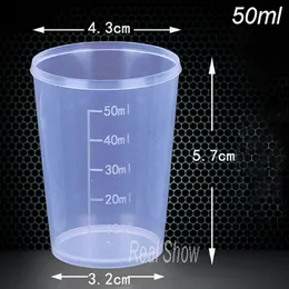 50cc measuring cups 50ml clear plastic cup 100pcs lot free with scale small cup wholesale