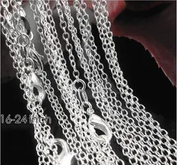 1mm 16-24 inch 50pcs Fashion Genuine Authentic Solid 925 Silver Curb O Pattern Necklace Chain Lobster Clasper free delivery