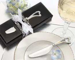 DHL送料無料「愛を広げる」ステンレス鋼ハートバターバターナイフの結婚式の好意とパーティーの贈り物WA4108