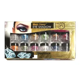 Música Flor 12 Cores Sombra Solta Textura Mineral Solta sombra para os olhos Shimmer Metálico Brilho Glitter Paleta de Maquiagem