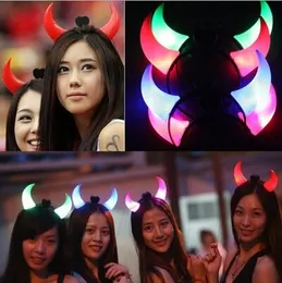 HOT Glowing horn head band A cartoon headdress gleam hoop head buckle party tire children adults festival toys Christmas gifts 500pcs