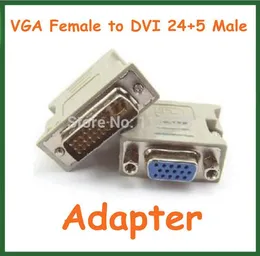 Freeshipping 50PCS VGA Kvinna till DVI 24 + 5 Pin Male Adapter till 15 Pin VGA Kvinna Connector Extender Converter