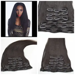 7st Human Hair Clip In Hair Extension G-Easy Brazilian Yaki Clip Ins Human Hair 120g