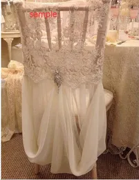 2016 Custom Made Şifon Dantel Sequins Kristalleri Romantik Güzel Custom Made Düğün veya Parti için Sandalye Sashes
