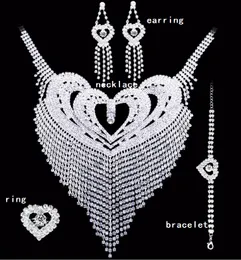 Bridal jewelry sets Crystal Wedding Earrings Necklace rings bracelet Accessories one set include four pcs luxury fashion new style HT124