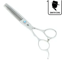 6.0 polegadas SMITH CHU canhoto cabelo tesoura de alta qualidade tesouras de desbaste cabelo afiado tesoura de barbeiro tesoura styling ferramentas, LZS0043
