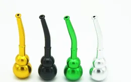 Wholesale gourd shaped metal pipe length 97mmCigarette Holder Creative Filter Tobacco Pipe Glass Smoking Pipe Metal Aluminum, color ran
