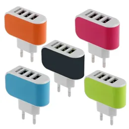 5V 1A Candy EU US Plug 3 port USB Wall Charger Universal Travel AC Home Convenient Power Adapter colorful for iphone 6s Samsung S7 HTC LG