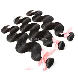 100% Indyjskie Indyjskie Nieprzetworzone Przedłużanie Ludzkich Włosów 12 "14" 16 "Indian Włosy Wątek Weave Ciało Wave Natural Color 7A 3szt