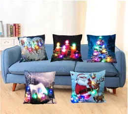 Christmas LED Flannel Pillow Case Personal Lumbar Pillow Cushion Covers Creative Pillowslip Christmas Party Hotel Home Decor Gifts TWR 005
