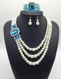 Romantyczny Pearl Naszyjnik Platinum Plated Pearl Clear Rhinestone Trendy Biżuteria Wielowarstwowa Naszyjnik Dla Kobiet Party Prezent