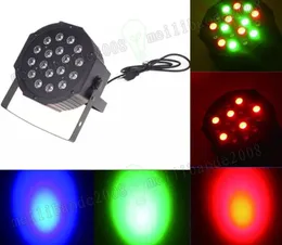 LED-scenlampa 18x3W 54W 85-265V hög effekt RGB par belysning med DMX 512 Master Slave LED Flat DJ Auto-Controller 44 MYY