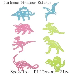 Wall sticker DIY poster Luminous Stickers Hollow Dinosaur wall stickers fluorescent wall stickers for kids rooms 8pcs/lot LF-007