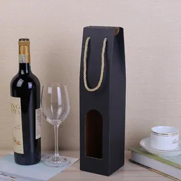 12 Sacs Cadeaux Pour Bouteille De Vin En Papier Kraft - Fenêtre Transparente, Poignée Corde - Idéal Mariage, Noël