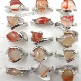 Doğal Kırmızı Agate Halkalar Taş Takı Kadınlar için Mixed Lot 50 PCS Sevgililer Günü Hediyesi